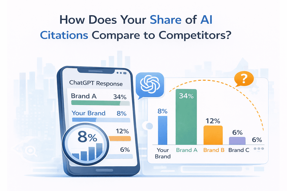 Dashboard comparing a brand’s share of AI citations with competitors
